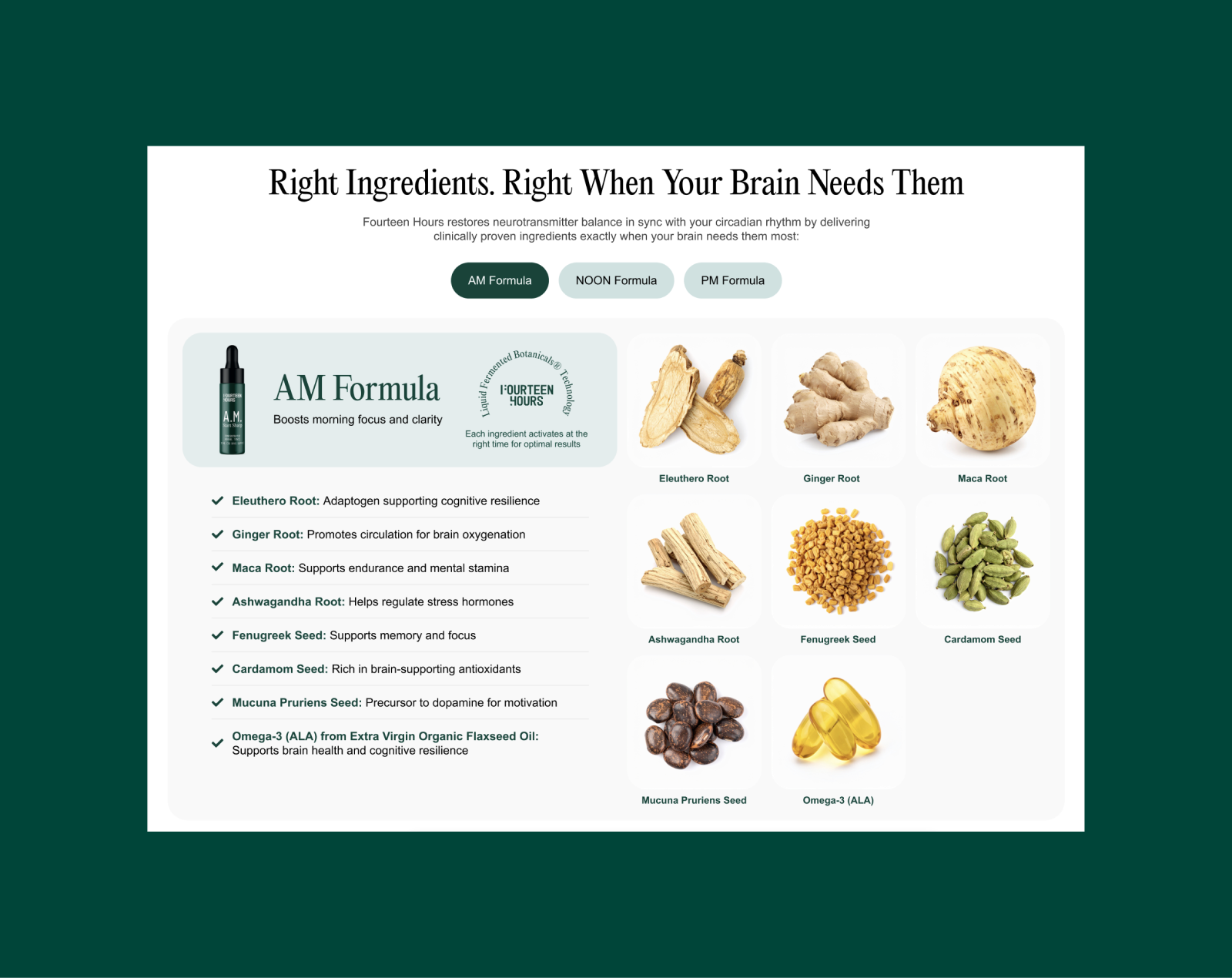 Right Ingredients. Right When Your Brain Needs Them